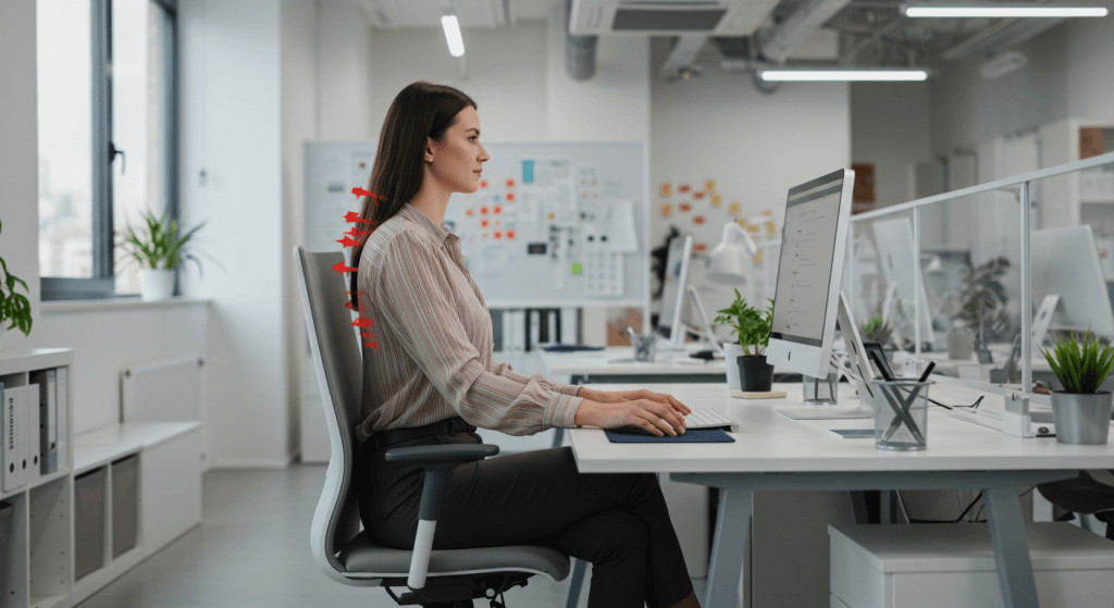 buena postura en la oficina